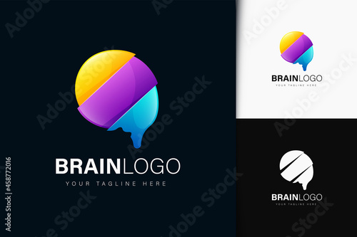 Brain logo design with gradient