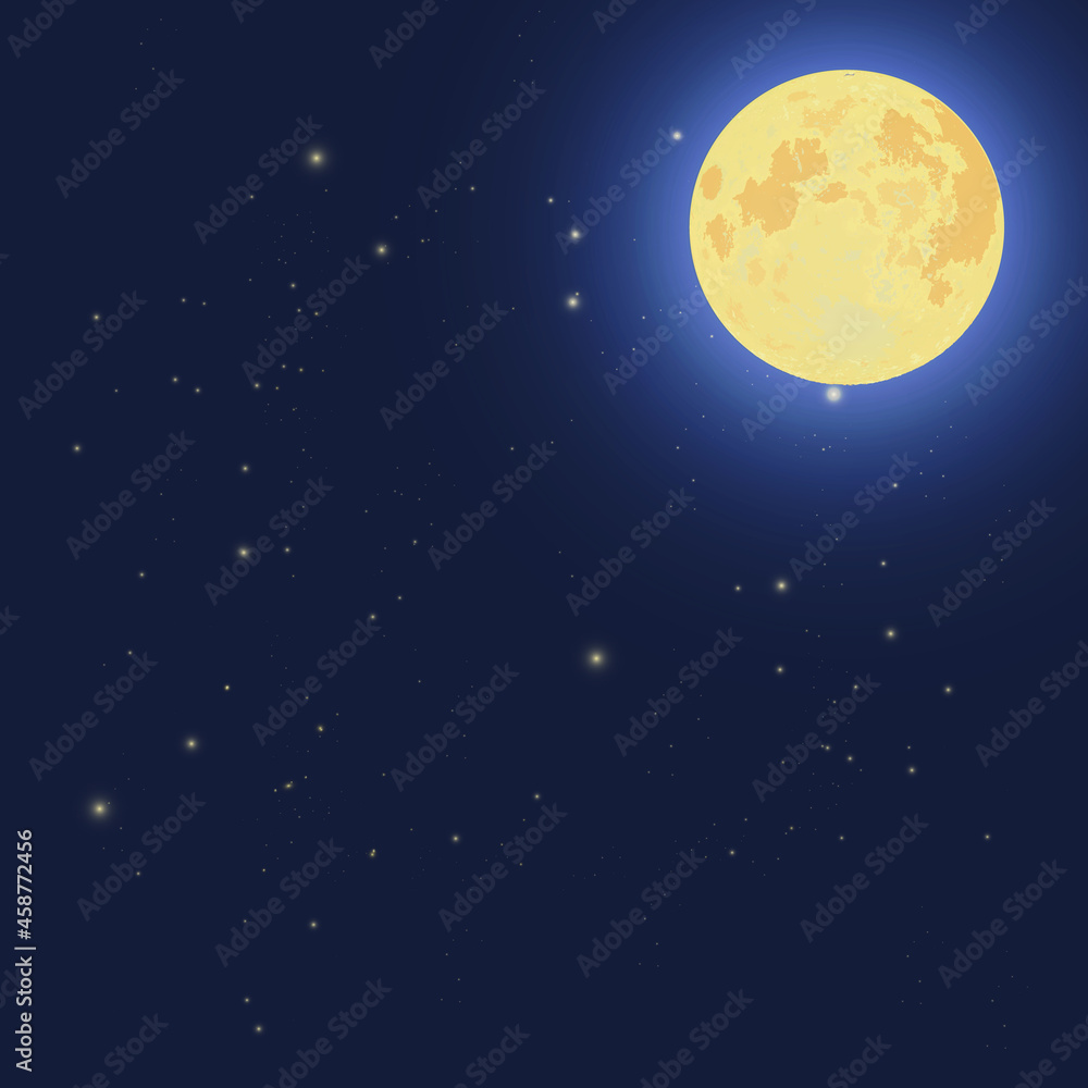 Full moon on the starry night background