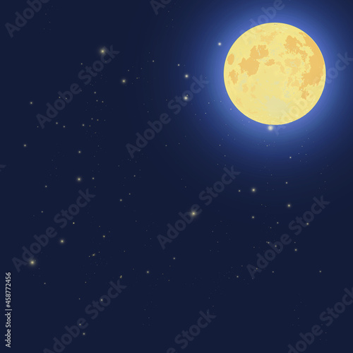 Full moon on the starry night background