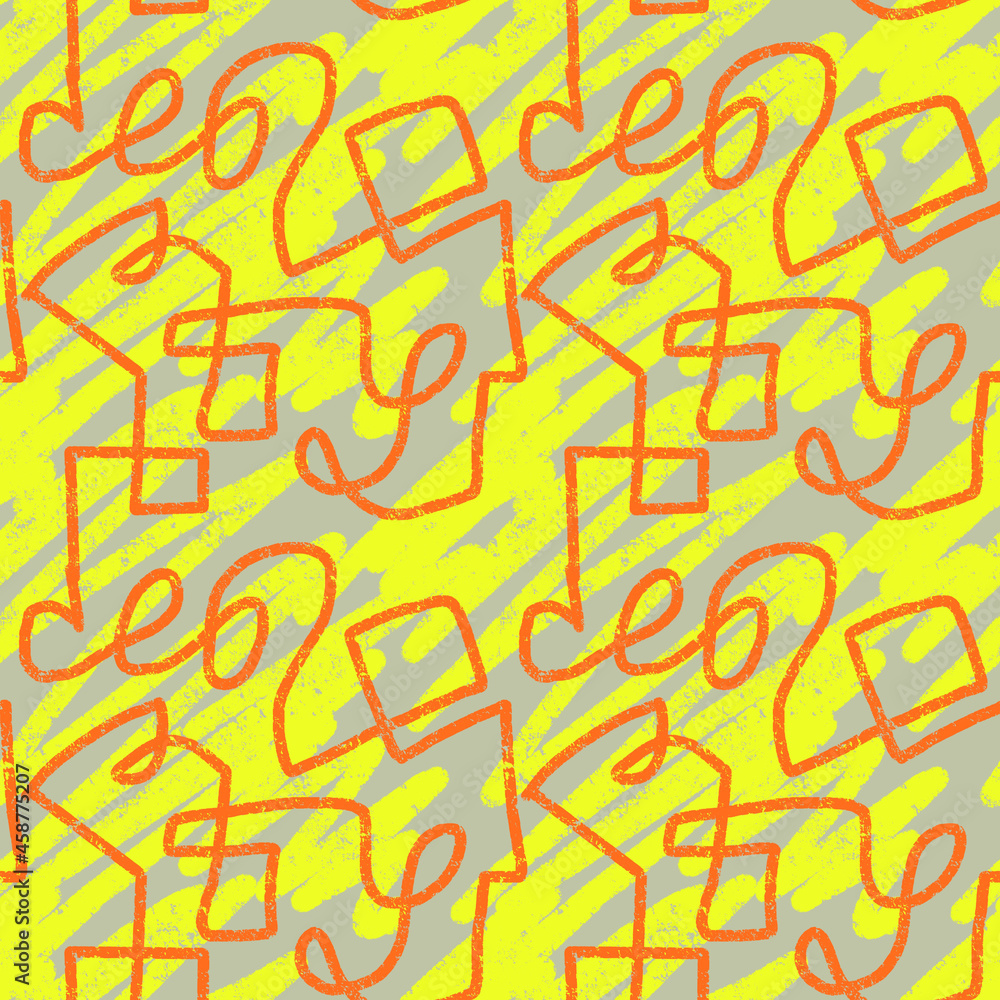 Chalk hand drawn seamless pattern with shapes and lines. back to school ornament creativity 