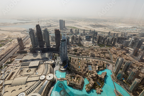 View of Dubai Downtown from the Burj Khalifa, UAE
