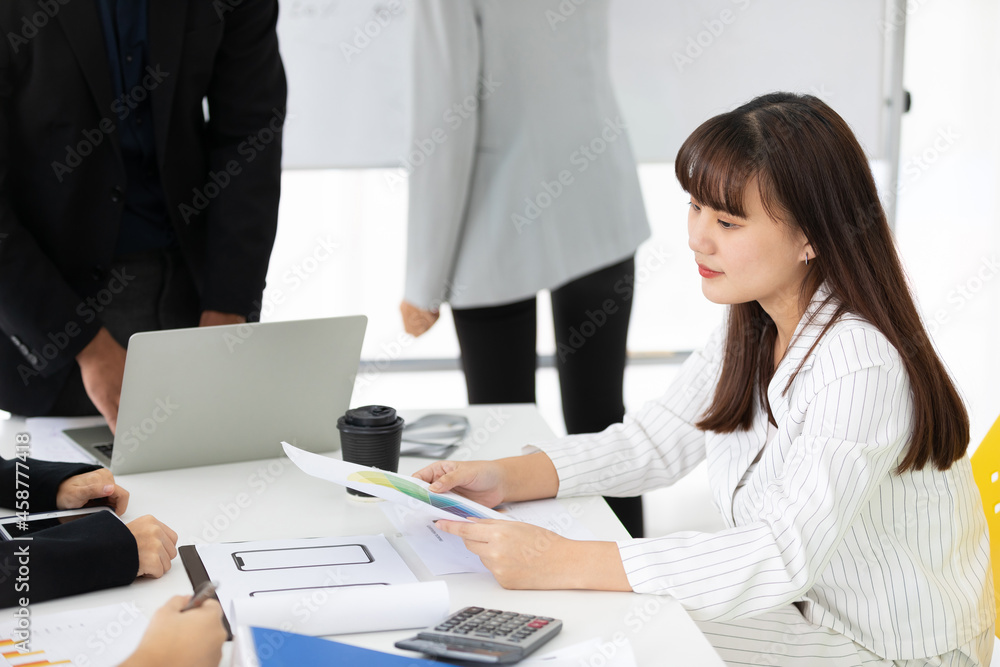 young businesswoman meeting for working and checking document in conference room young businesswoman meeting for working and checking document in conference room