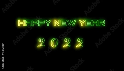 Happy new year 2021 neon text symbol