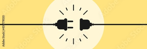 Plugin socket plug Connection and disconnection concept. Concept of 404 error connection, page not found.