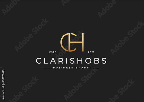 Minimalist luxury letter C H logo design template