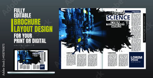 Modern vector templates for brochure, magazine, flyer, booklet with technology concept in background