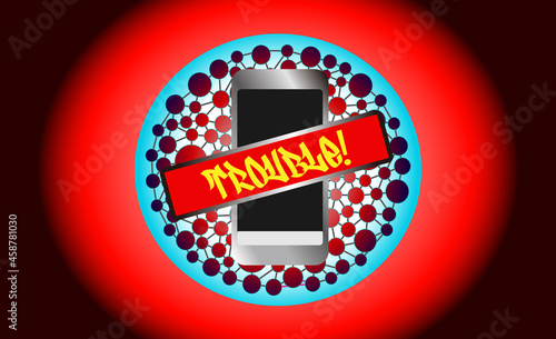 Smartphone screen graphics that image Internet troubles.