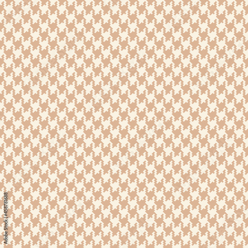 Tweed check pattern vector in beige. Seamless spring summer autumn houndstooth background for scarf, skirt, dress, other modern fashion fabric print. Pixel dog tooth design.