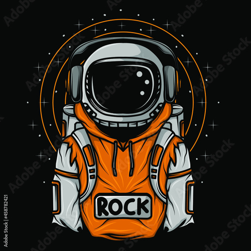 Illustration of astronaut using headphones