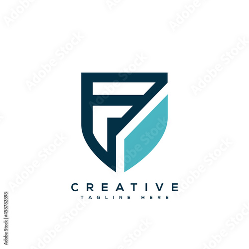 Letter F Logo initial shield design vector illustration