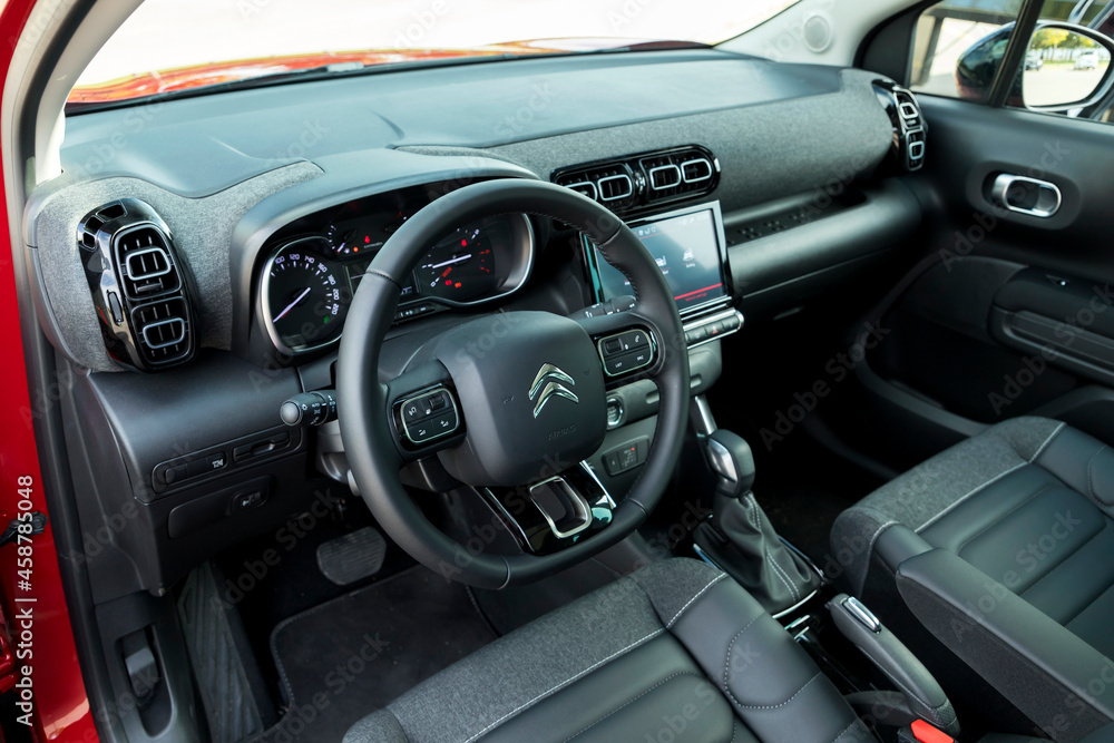 Citroen C3 Aircross is a mini crossover SUV from Citroen. It has unique  interior design. Stock Photo | Adobe Stock