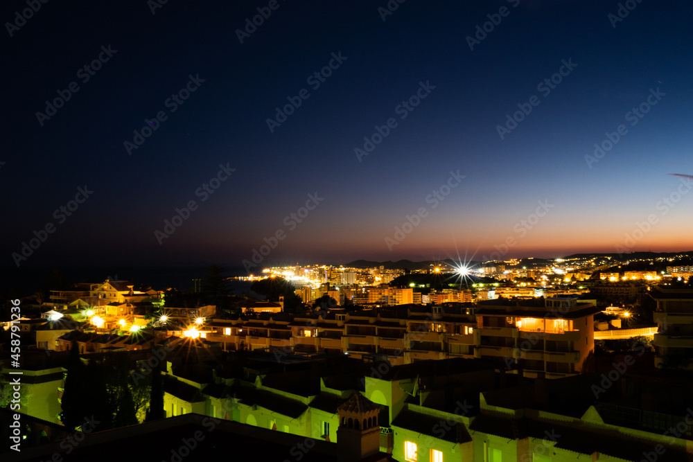 View over Fuengirola in Spain at night