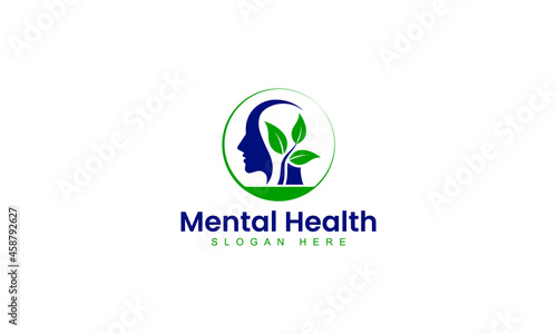 Mental Health Natural Logo Vector Template