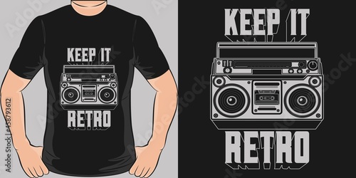 This Keep It Retro design is perfect for print and merchandising.
You can print this design on a T-Shirt, Hoodie, Poster, Sticker, Pillow and more merchandising according to your needs.