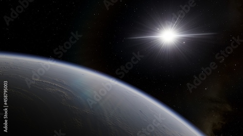 Planets and galaxy  beauty of deep space 3d illustration