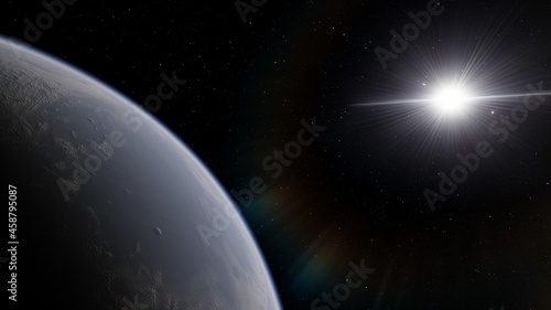 Planets and galaxy, beauty of deep space 3d illustration