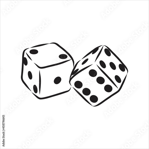 Sketch two dices game dice vector sketch
