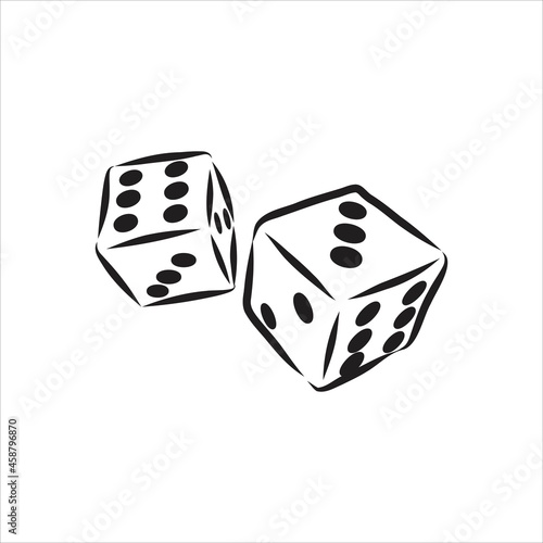 Sketch two dices game dice vector sketch
