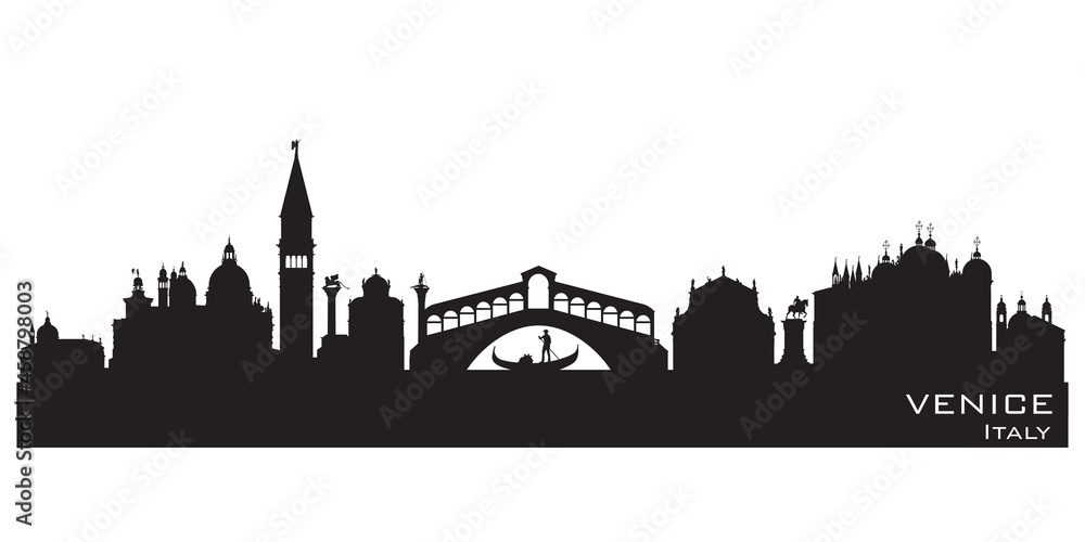 Venice Italy city skyline vector silhouette