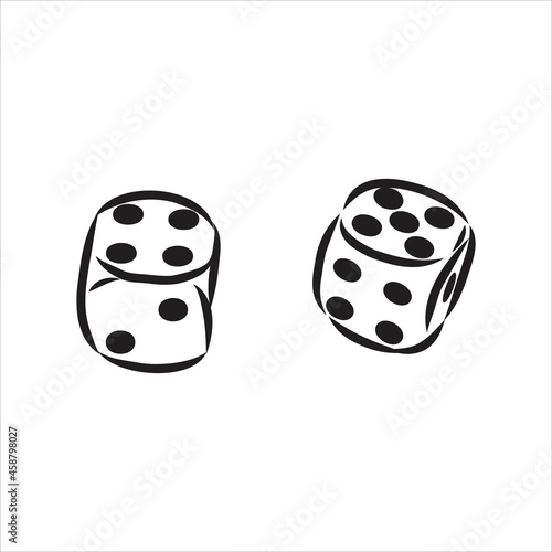 Sketch two dices game dice vector sketch