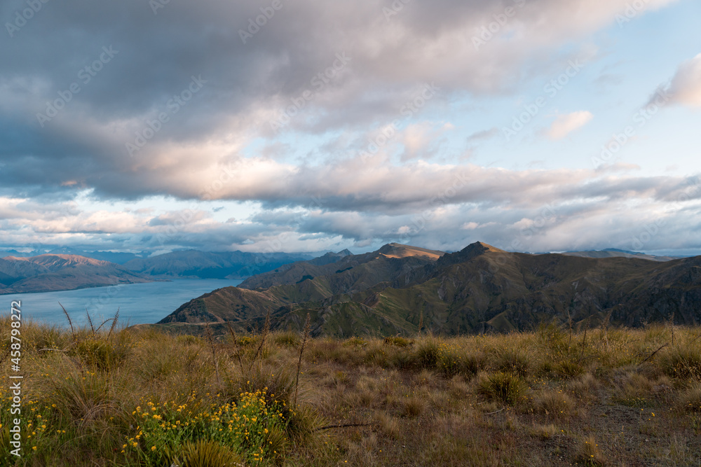 Morning view from Grandview Mountain Track, Wanaka, New Zealand Morning view from Grandview Mountain Track, Wanaka, New Zealand