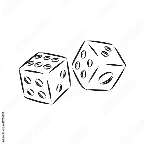 Sketch two dices game dice vector sketch