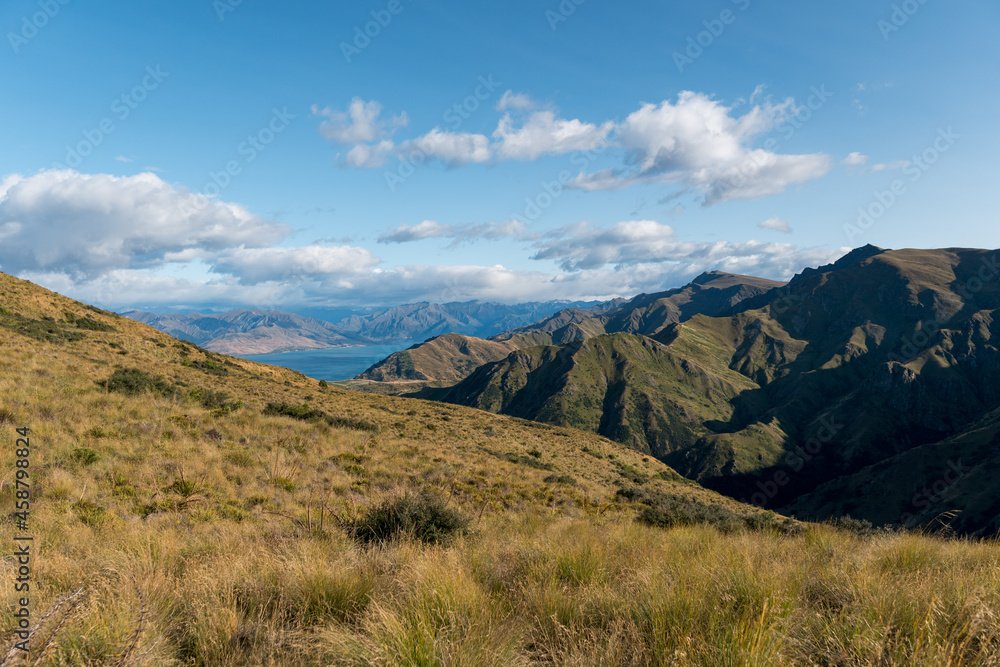 Morning view from Grandview Mountain Track, Wanaka, New Zealand Morning view from Grandview Mountain Track, Wanaka, New Zealand