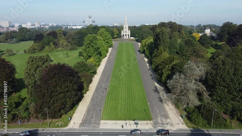 Dynasty Monument in Laeken park Brussels and the road leading up to it