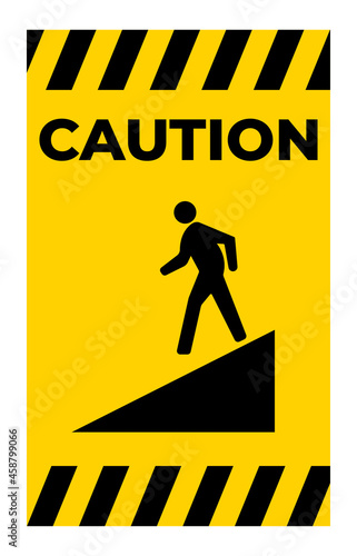 Beware Slope Symbol Sign Isolate On White Background,Vector Illustration EPS.10
