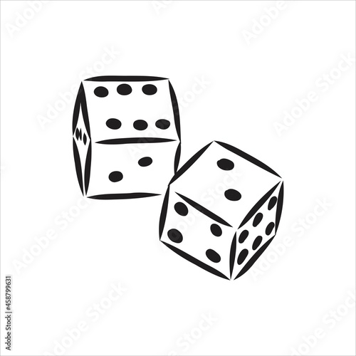 Sketch two dices game dice vector sketch