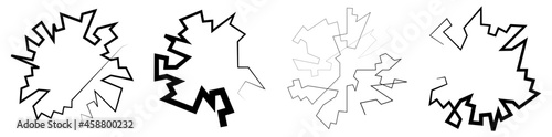 Geometric, random circular element. Abstract angular circle shape