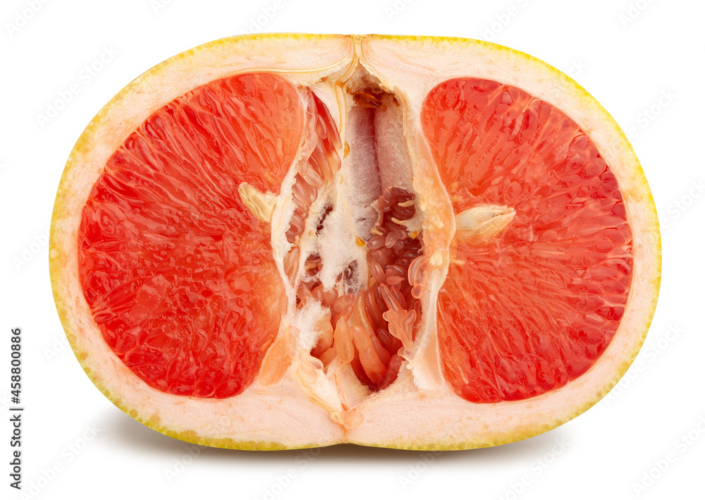 sliced yellow grapefruit path isolated on white sliced yellow grapefruit path isolated on white