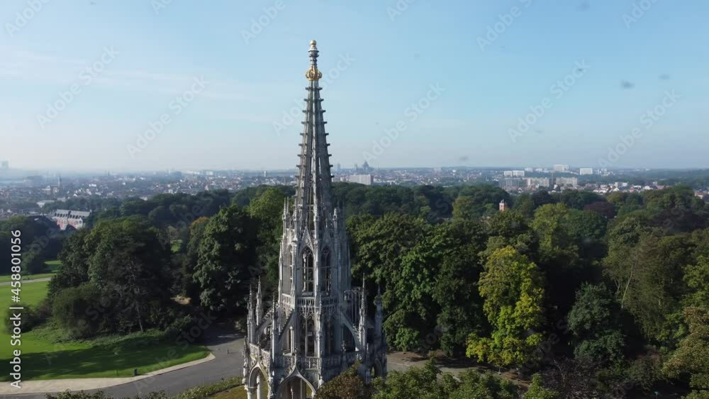 Aerial shot flying around The Dynasty Monument the Laeken Park in Brussels, Belgium. Aerial shot flying around The Dynasty Monument the Laeken Park in Brussels, Belgium.