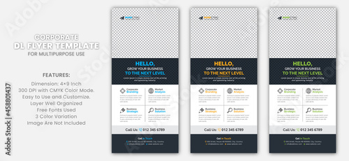 Modern Professional Corporate Business DL Flyer Rack Card Template Minimal Elegant Design for Multipurpose Use
