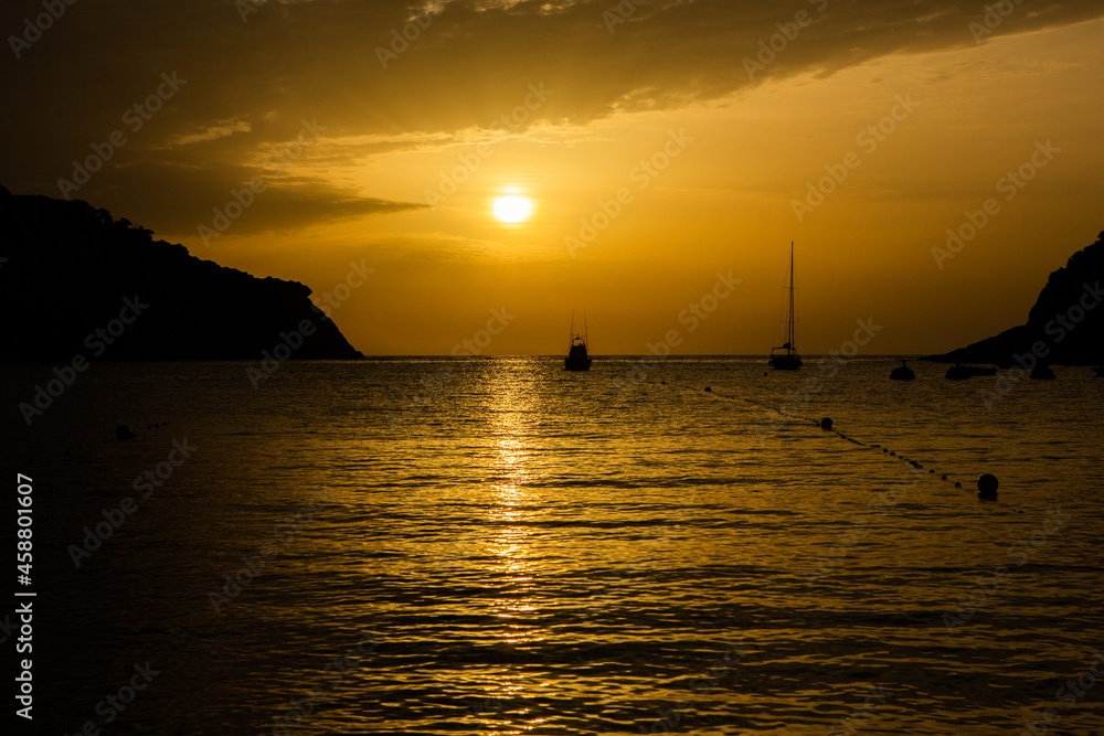 Amazing landscape picture with red colored sunset in Ibiza, Spain. Amazing landscape picture with red colored sunset in Ibiza, Spain.
