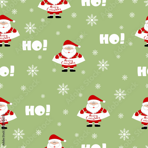 Obraz na płótnie Vector Christmas cartoon seamless pattern,Cute Santa Clause character,design for gift and background w salonie