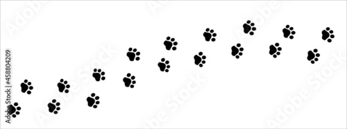 Cat paw print trail. Dog paws foot print trace. background vector illustration.