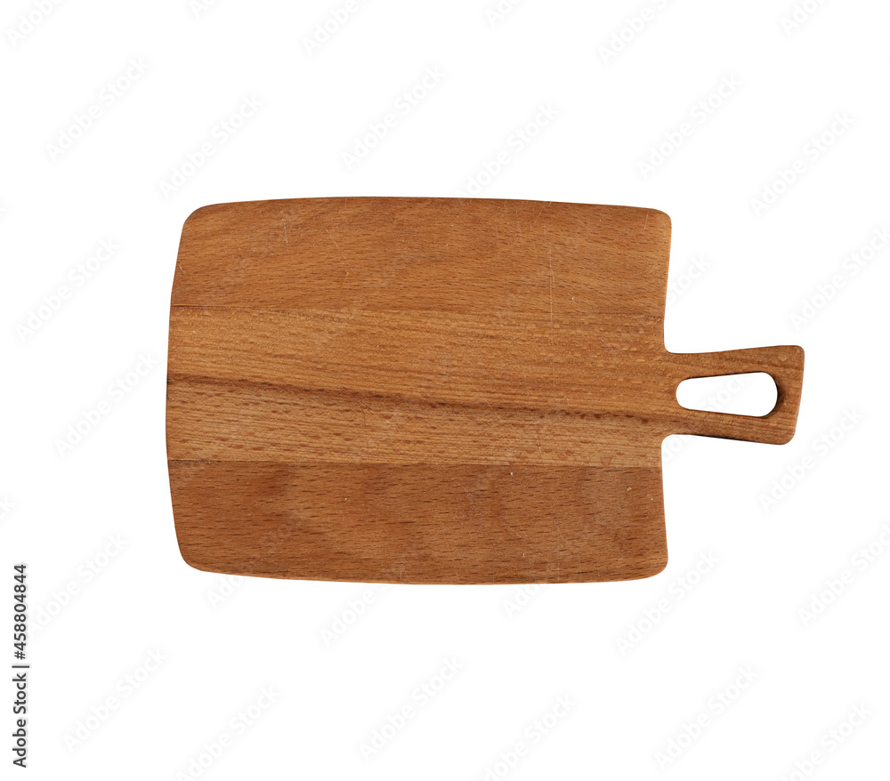 Flat lay of a wooden cutting board isolated on white Flat lay of a wooden cutting board isolated on white
