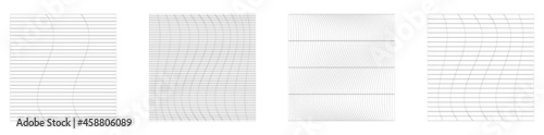 Grid, mesh, grating, trellis, wireframe with distortion, deformation effect. Warp, tweak distort grid
