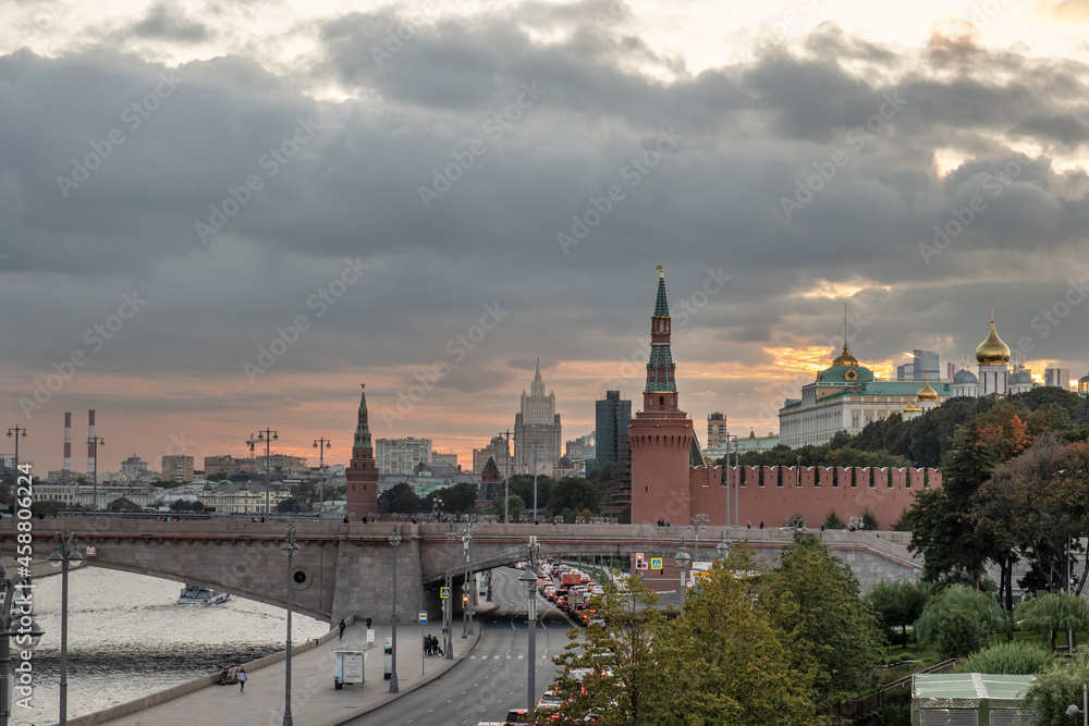 View of the Moscow Kremlin at sunset