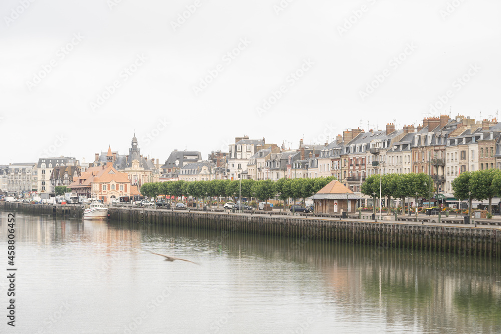 Trouville sur mer and River Touques, Normandy, France, overcast day
