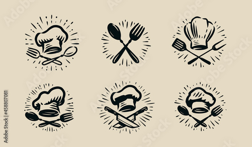 Vintage label Logo badge for cooking or restaurant. Food concept vintage vector illustration