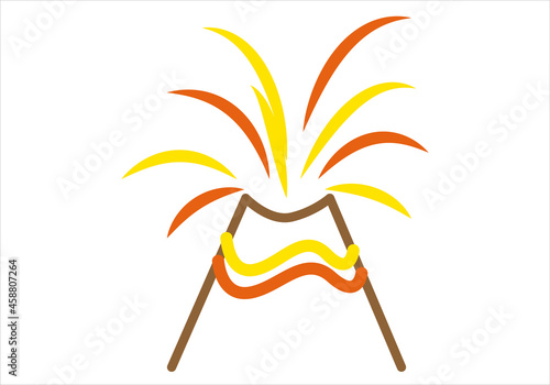 Icono de un volcán en erupción hecho con trazos.