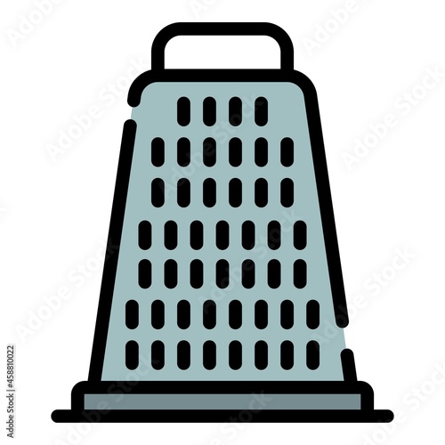 Metal grater icon. Outline metal grater vector icon color flat isolated