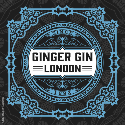 Whiskey label with old frames