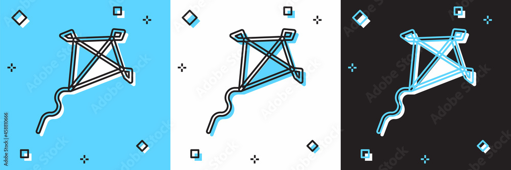Set Kite icon isolated on blue and white, black background. Vector Set Kite icon isolated on blue and white, black background. Vector