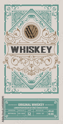 Whiskey label with old frames