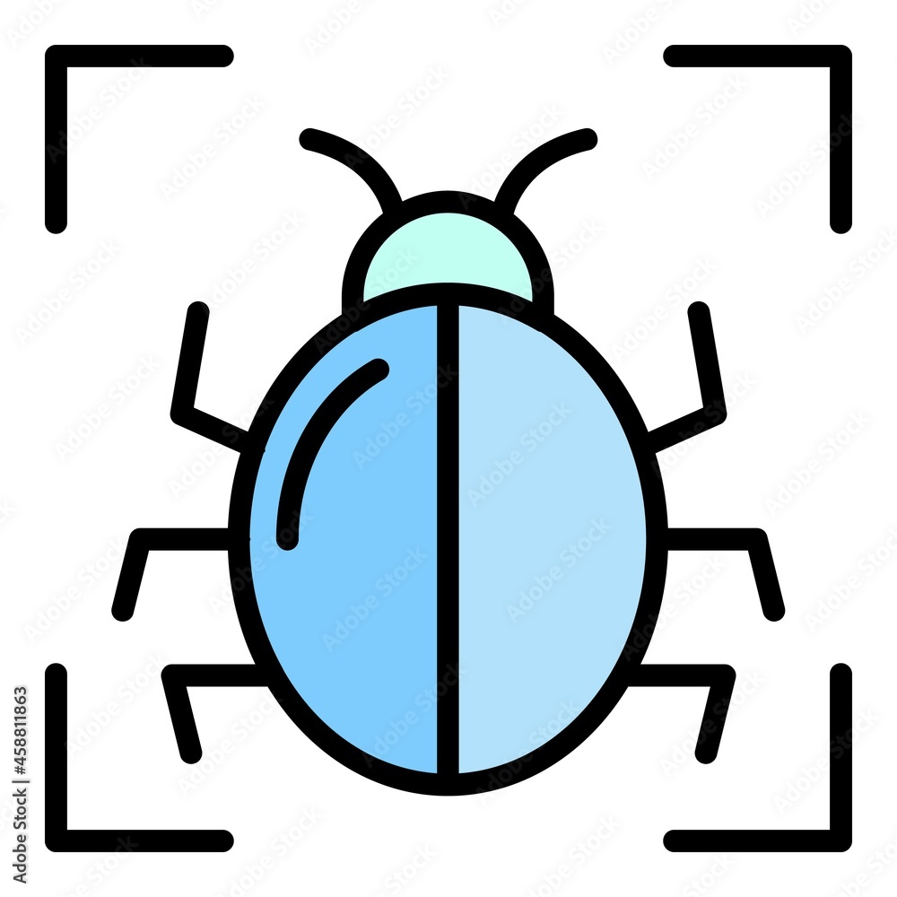Pc bug target icon. Outline pc bug target vector icon color flat isolated Pc bug target icon. Outline pc bug target vector icon color flat isolated