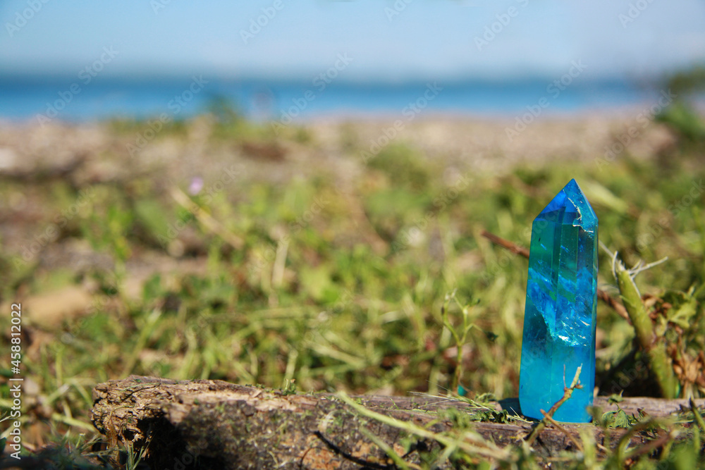 Light blue quartz on the shore of the blue lake Light blue quartz on the shore of the blue lake