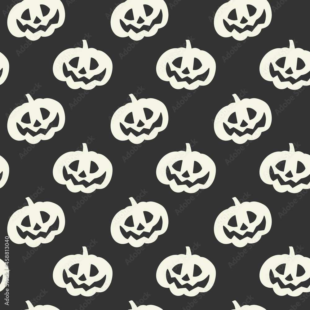 Obraz premium Seamless pattern, white pumpkin on a white background. Holiday, Halloween.
